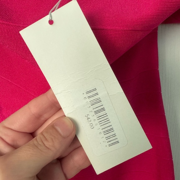 Bright pink bandage cocktail dress off shoulder size small - Picture 6 of 6
